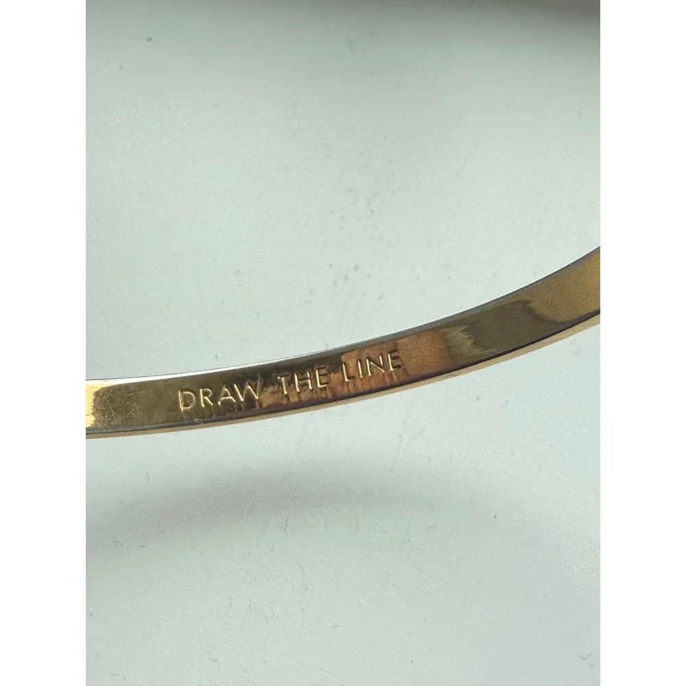 Kate Spade Draw The Line Black Gold Enamel Bangle Bracelet Idiom Collection - Picture 5 of 9